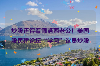 炒股还得看佩洛西老公！美国股民建论坛“学习”议员炒股