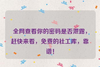 全网查看你的密码是否泄露，赶快来看，免费的社工库，靠谱！
