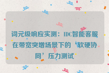 词元级响应实测：IDC智能客服在带宽突增场景下的‘软硬协同’压力测试