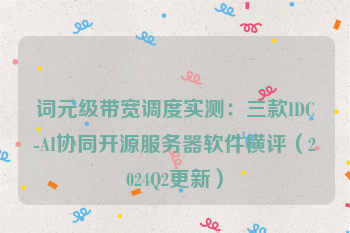 词元级带宽调度实测：三款IDC-AI协同开源服务器软件横评（2024Q2更新）