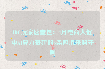 IDC玩家速查包:4月电商大促中AI算力基建的5条避坑采购守则